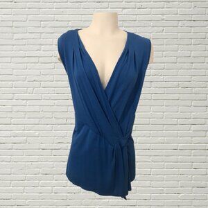 SUNNY LEIGH Royal Blue Sleeveless Wrap Style Top